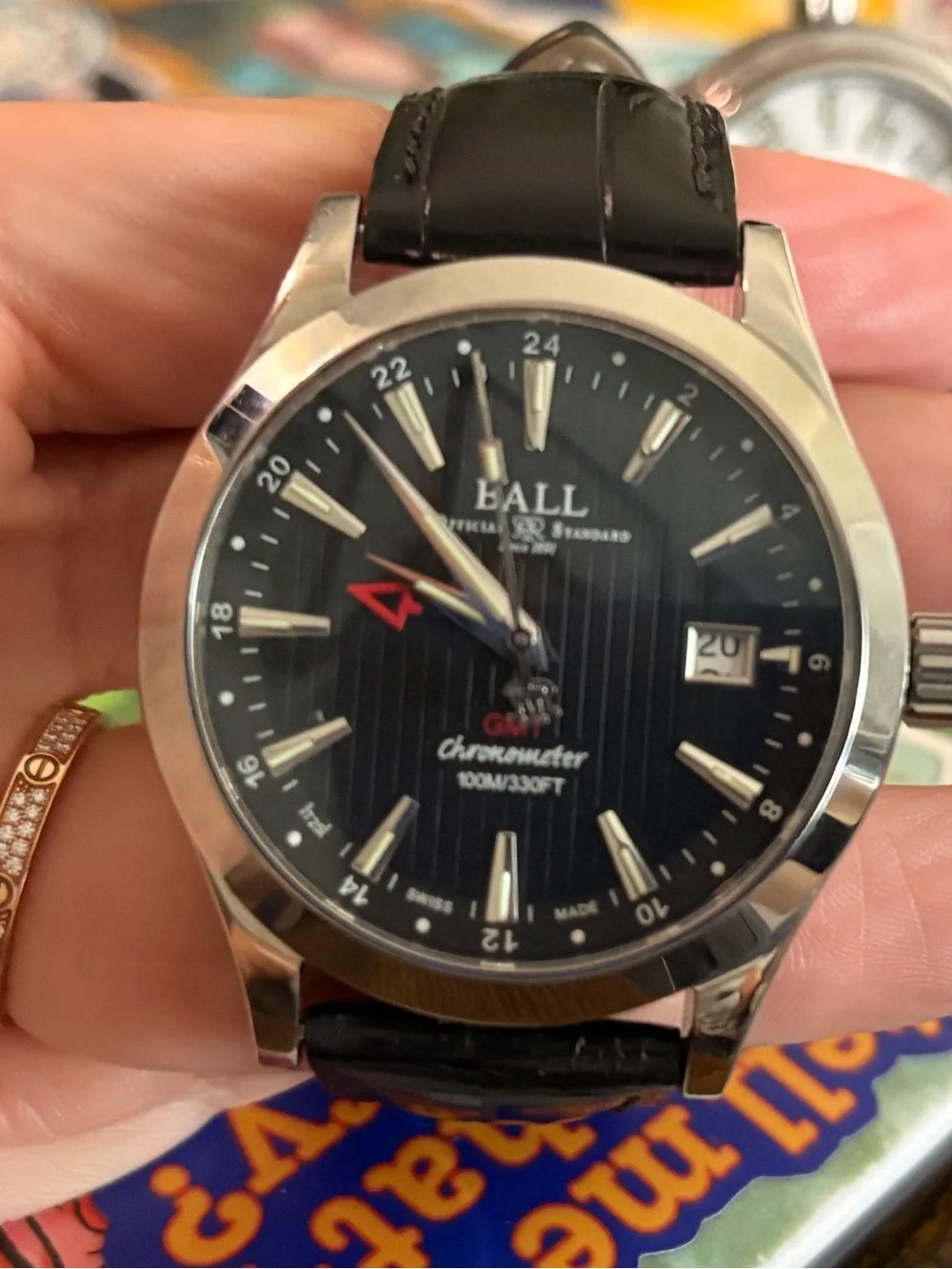 Ball Engineer II GMT Automatic Watch — Black Dial, Brown Leather Strap